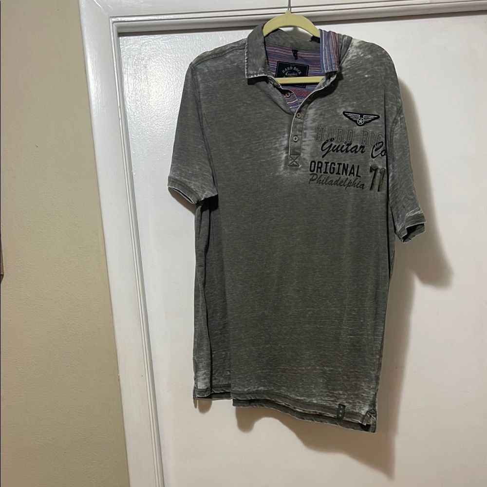 Hard Rock Cafe Gray Polo Shirt Classic Style extra large